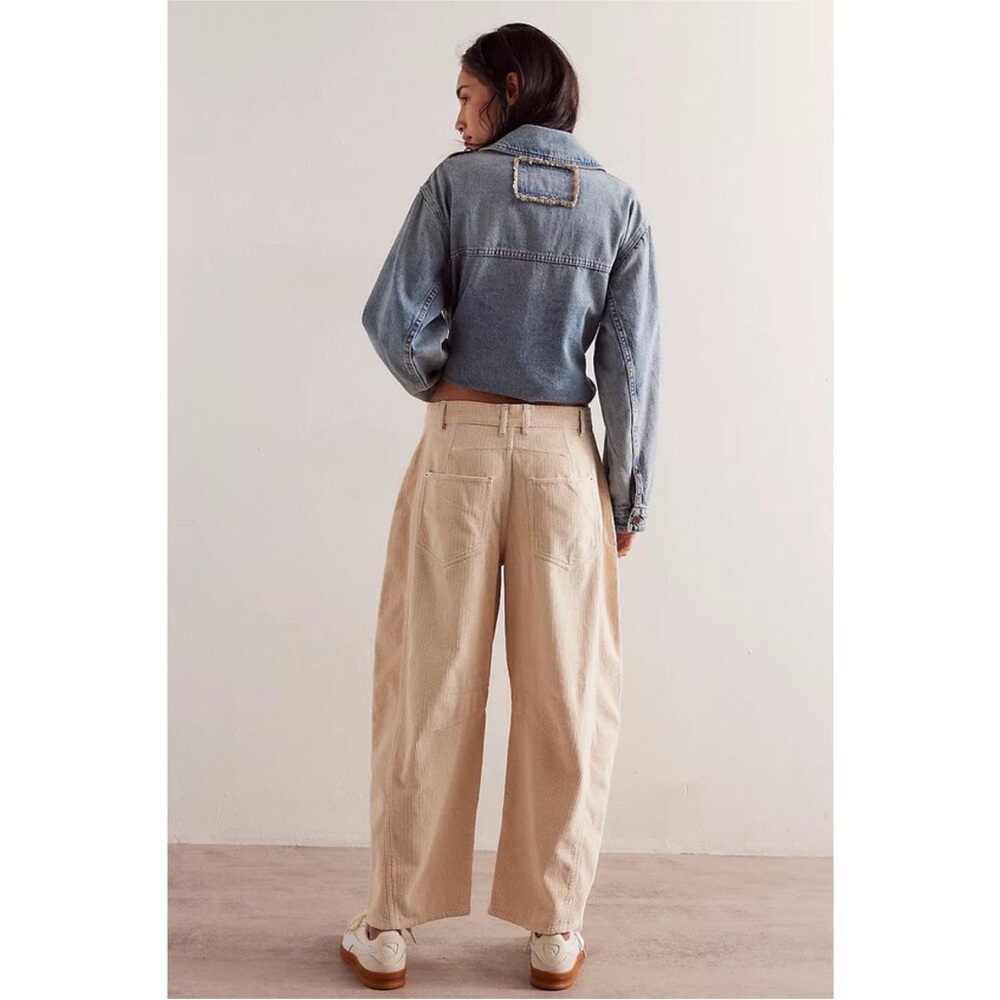 Free People We The Free Good Luck Mid-Rise Cord Barrel Jeans - Picture 2 of 6